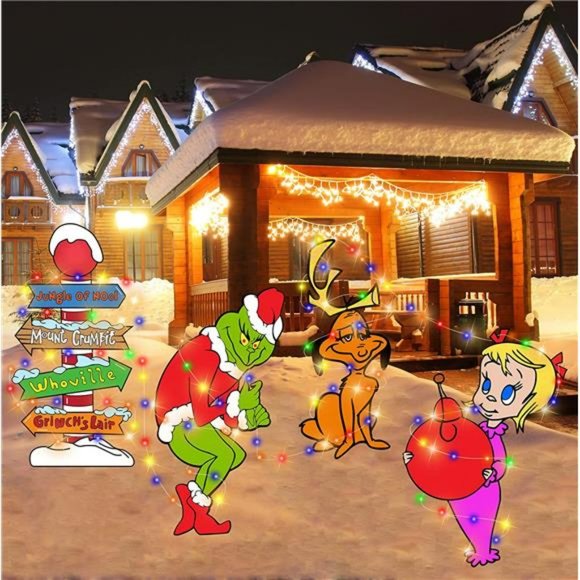 4PCS Yard Signs with Stakes, Grinch Cindy Max Whoville Sign for Outdoors - Picture 6 of 7